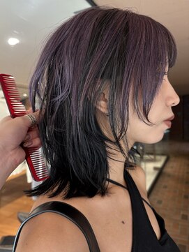 ノラ ヘアーサロン(NORA HAIR SALON) ミディアムレイヤーデザインカラーアッシュパープルカラー