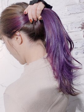 ナナカバイミーツハンド(nana.ca by meetsHAND) インナーカラーピンク × パープル × カーキベージュ