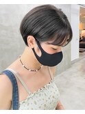 大人ショートボブ黒髪ショートカットマッシュショート前髪あり