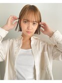 外ハネボブ　切りっぱなしボブ　ミニボブ　ベージュ