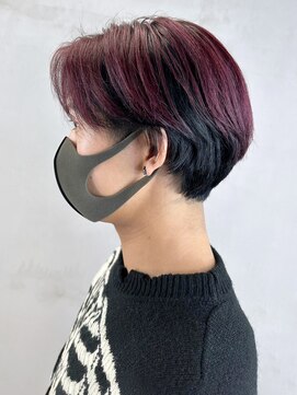 アルバム 銀座(ALBUM GINZA) メンズショート_アッシュブラックウルフマッシュパーマ_ba444041