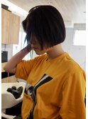 顎上ボブ×透明感ダークグレー　