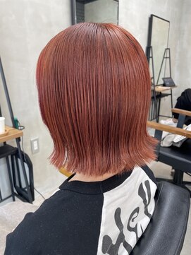 イキプラスディードットログ 大和八木駅前店(ikii+D.Log) 韓国風オレンジベージュ外ハネボブ肩上ボブヘア