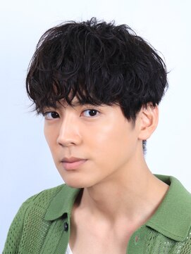 ネイビー(NAVY) 大人シャドウパーマ 刈り上げマッシュ シースルー