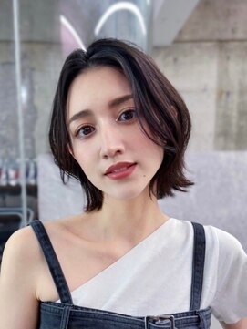 フィヴェント(Fivent) 前髪なし外ハネボブ☆ブルーグレージュ/くびれミディ/イメチェン