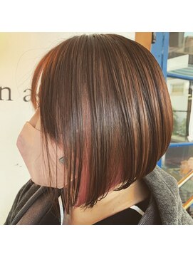 ロディーナコク 大口 新子安(rodina.coc) 馴染ませインナーカラー×ボブ/カシスピンクカッパ―ピンク/30代