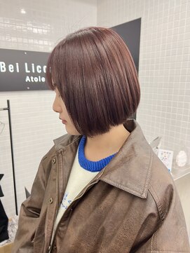 ベイ リコルド アトリ 名古屋名駅店(Bei Licoldo.Atole) 切りっぱなしミニボブナチュラル透明感艶髪ピンクブラウン