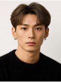 アッシュベージュ センターパート 韓国パーマ フェザーパーマ