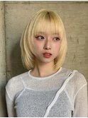 切りっぱなしボブナチュラルボブミディアム前髪縮毛矯正表参道