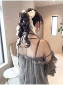 ハイポニーアレンジ 編みおろし