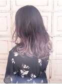 セミロング　グラデーションカラー　ラベンダー　ダブルカラー