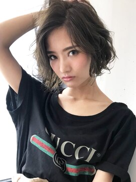 アルバム 銀座(ALBUM GINZA) ふわくしゃボブ_外ハネボブアッシュブラウンネオウルフ_87076