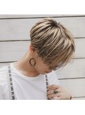 前下がり センターパート ローライトカラー ダブルカラー