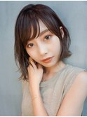 大人ボブ_マロンベージュAラインボブかきあげロング_7749
