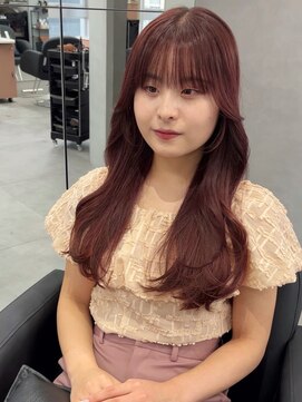 ジエクト カナウ(The Ect canow) ボルドーカラー/レイヤーロング/チェリーピンク/ワインレッド