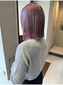 切りっぱなしボブ　ソフトピンク　髪質改善　ストレート　西田