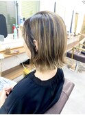 くびレイヤーグレーベージュニュアンスカラー白髪染め白髪ぼかし