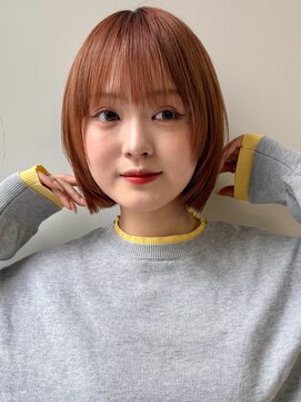 ヴェイン 渋谷(vain) ショートボブ 顔周りカット 前髪 ハイトーンボブダブルカラー
