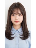 ミディアム20代30代ストレートレイヤー前髪なし前髪あり越谷