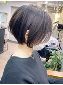 暗髪大人ショートボブ・艶髪ダークグレージュ【BISA】