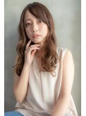 大人かわいい前髪セシルカットココアブラウンフリンジウェーブ