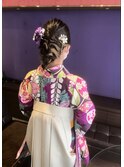 卒業式　ボブベース編み込みアップスタイル