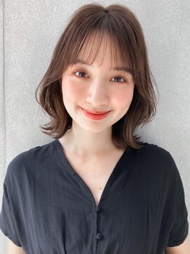 リヤン 表参道(lyann) 小顔似合わせカットネビージュ黒髪前髪メルティーカラー