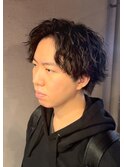刈り上げセンターパートフェザーパーマサーフカールn