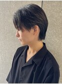 メンズミディアムセンターパートウルフニュアンスパーマ太田足利