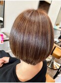 10代20代30代マロンブラウン小顔丸みマッシュショートボブ