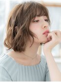 ■くすみベージュウェーブパーマ抜け感ボブ52-4★上尾30代40代