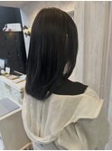 福山美容室caary レイヤーミディアム内巻きグレージュ透明感20代