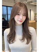 ノイエ 原宿 北参道(NoIE) ブリーチなしダブルカラー顔周りレイヤーベージュカラー