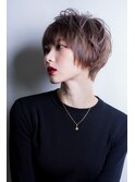 【新宿】マニッシュショート/マロンベージュ/フェザーバング