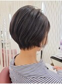 大人可愛い20代30代40代黒髪前下がりショートボブ丸みショート◎