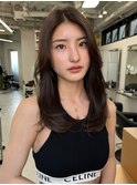 3174髪質改善ゆる巻きロングウザバングミルクチョコレート
