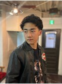 MEN'S HAIRマッシュウルフアッシュブラックカルマパーマ