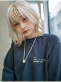 【GEEKS渋谷】ブロンドウルフ/ホワイトブリーチ伸ばしかけロング