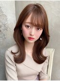 シャギーレイヤーロング韓国くびれヘアシースルーぱっつん前髪
