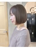 黒髪/ボブルフ/ネビージュ/小顔/ワンレン/栄/髪質改善/前髪