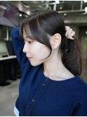 おくれ毛ロング前髪カット似合わせカット_ba577261