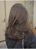 ブリーチなしグレージュブラウンヘーゼルベージュレイヤー春夏
