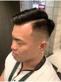 0mmスキンフェードかき上げヘアサイドパートショートR
