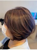 丸みショート×シフォンブラウン×ハイライト