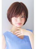顔周り小顔カットボブルフ☆ハイライトカラーピンクベージュ