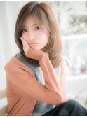 大人かわいいかきあげ前髪小顔暖色系カラーc5上尾20代30代40代