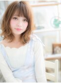 くせ毛風大人巻きパールベージュ小顔ロブヘアc5越谷20代30代40代