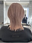 韓国風顔周りレイヤーカットミルクティーベージュブウルフカット