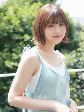 アース 湘南台店(HAIR&MAKE EARTH) イメチェン小顔前髪外ハネボブ大人可愛いチェリーブラウン