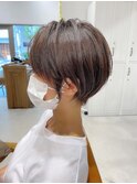 大人ショートボブ丸みショートカットマッシュショート前髪あり